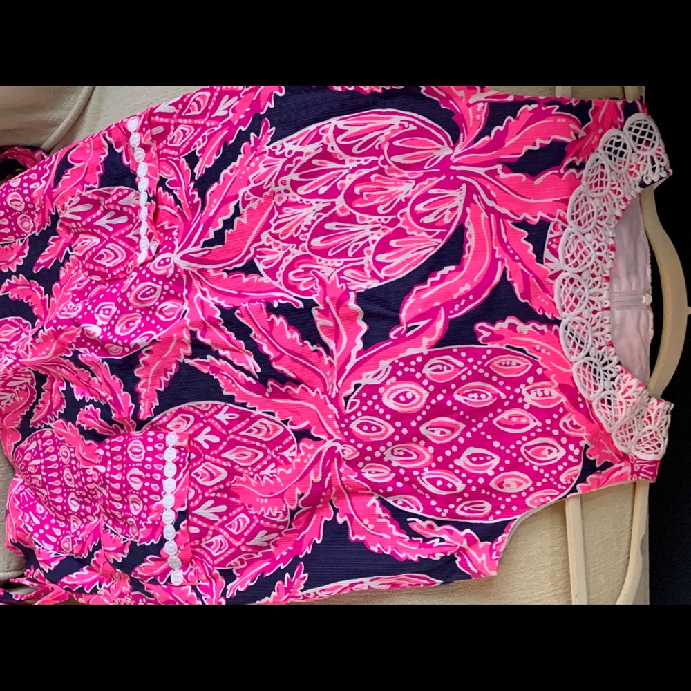 Lilly Pineapple Shift Navy pink and white
